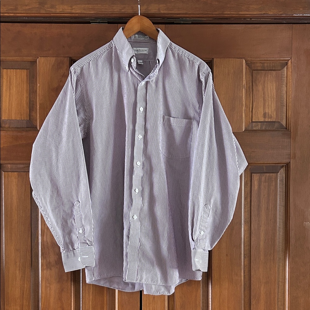 PinPoint Oxford Men's Shirt, Burgandy, wrinkle free, regular fit, 16, 34/35